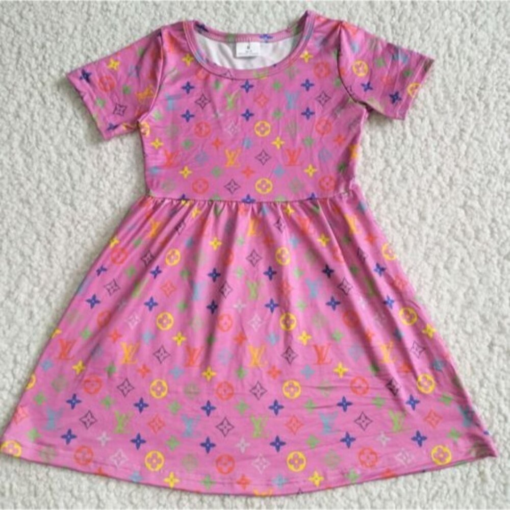 Louie Pink Multicolor Girls Dress 3T